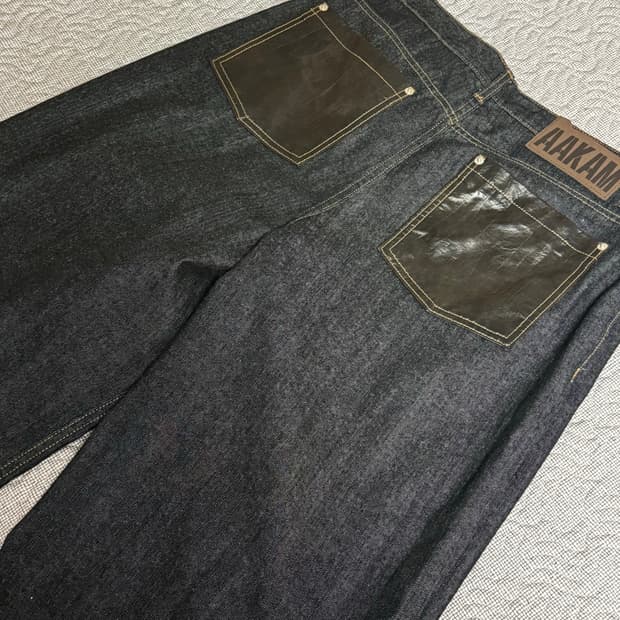 AAKAM Leather Patch Denim Pants 2사이즈