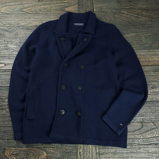 [타미힐피거] 피코트 디테일 니트 가디건 네이비 M18804