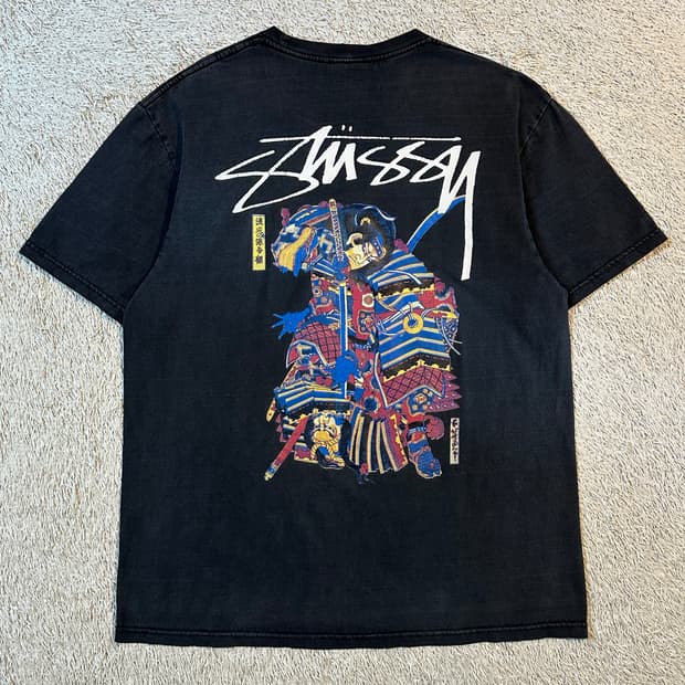 희귀) 스투시 STUSSY 사무라이 반팔 티셔츠 차콜