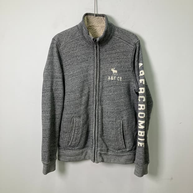 아베크롬비 팔 레터링 양털 집업 자켓