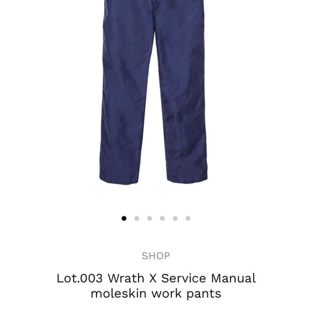 Wrath 몰스킨 워크팬츠