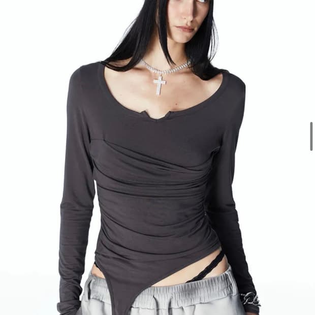 LEXI GARTER TOP (CHARCOAL)