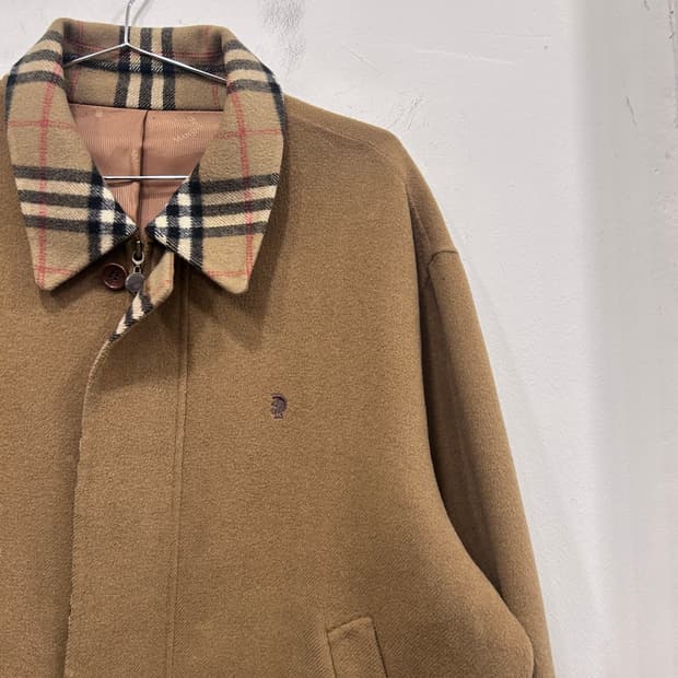 맨스타 프리미엄 울 체크 카라 미니멀 자켓