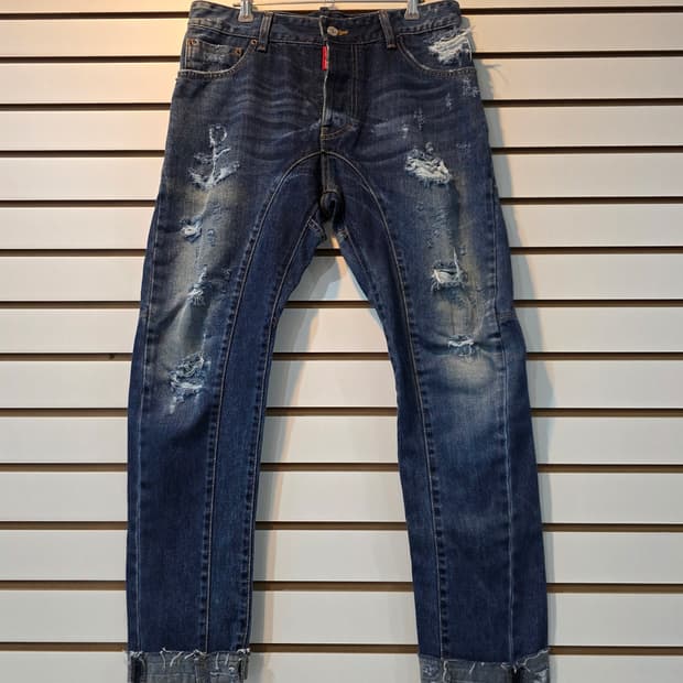 DSQUARED 디스퀘어드 마린디스진 앵커 자수 데님 팬츠