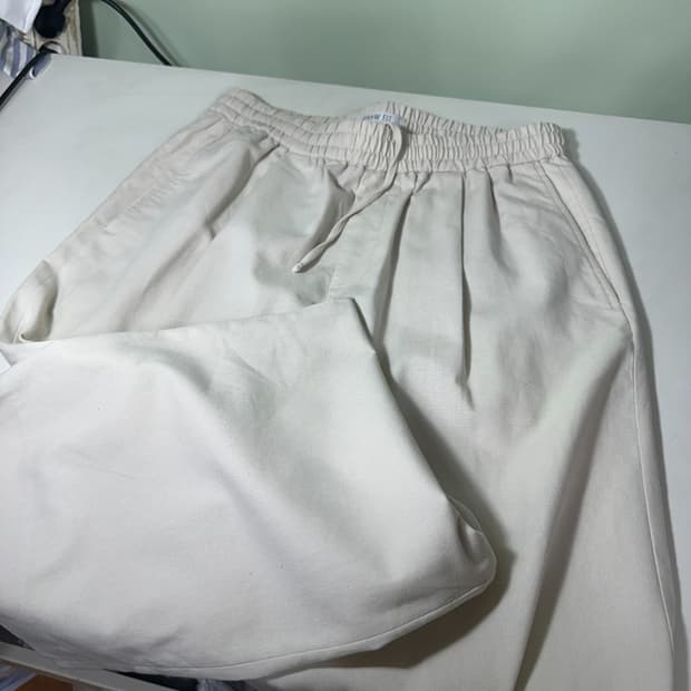 XL 드로우핏 와이드핏 밴딩 원턱 린넨팬츠