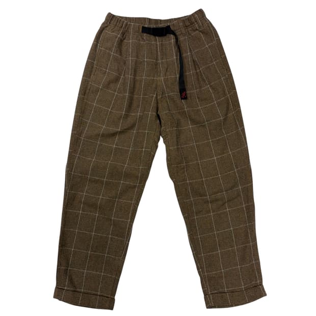 그라미치 울 블렌드 테이퍼드 체크 팬츠 S