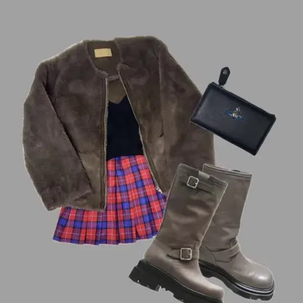 [퍼자켓  겨울코디세트] 펑크룩 프레피룩 나나깔 빈티지패션 고스룩