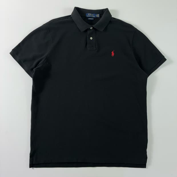 Polo 폴로 랄프로렌 자수 코튼 블랙 반팔 카라티셔츠