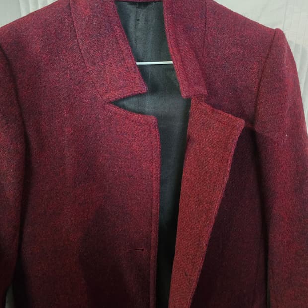 띠어리 버건디 모직 코트