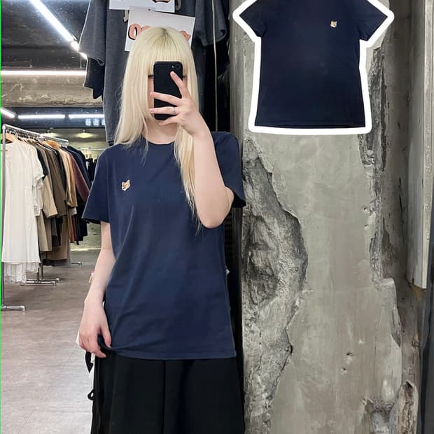 메종키츠네 반팔 티셔츠 딥네이비 S  #csz3976