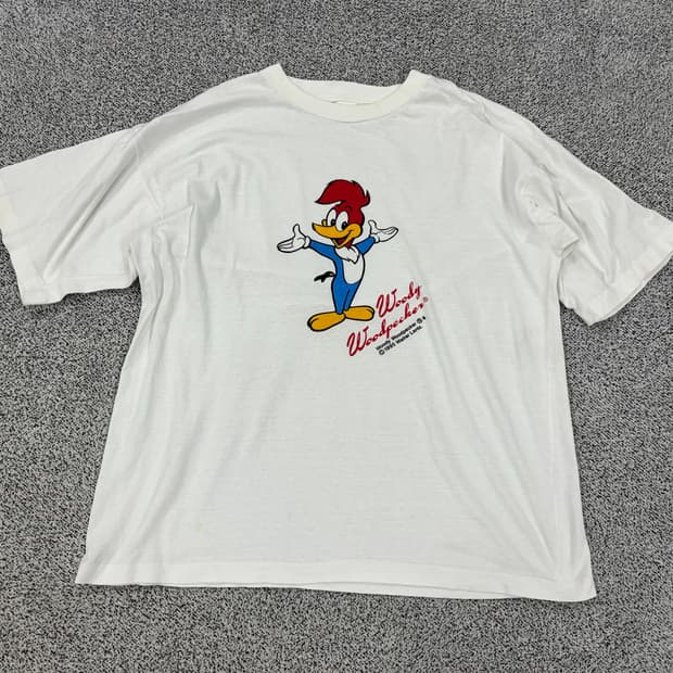 90s USA Woody Woodpecker 카툰 티셔츠