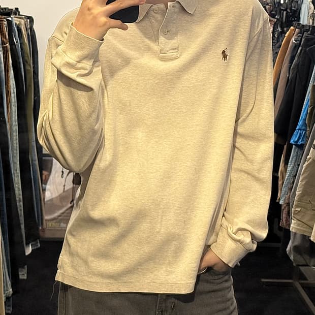 폴로 랄프로렌 슬럽 코튼 면 긴팔 PK 카라 긴팔 티셔츠 XL 105