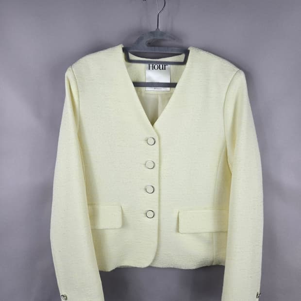 [무료배송]업타운홀릭 S 여성 봄 트위드 자켓 레몬색