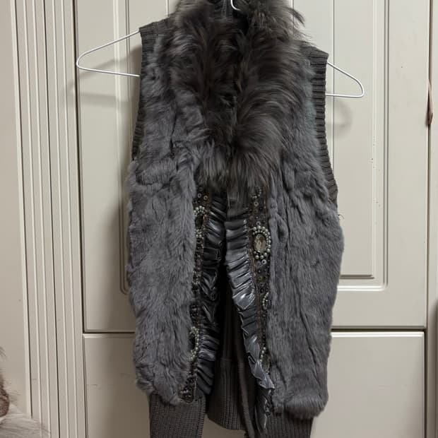 빈티지 니트 퍼 조끼