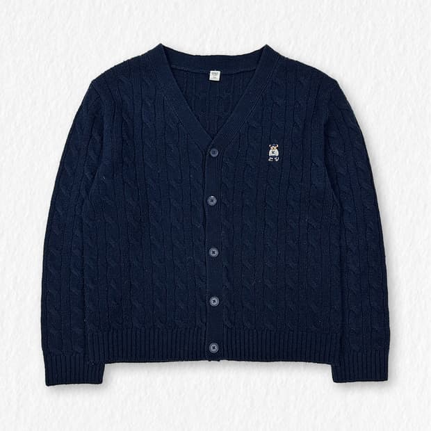 스파오 케이블 가디건 네이비