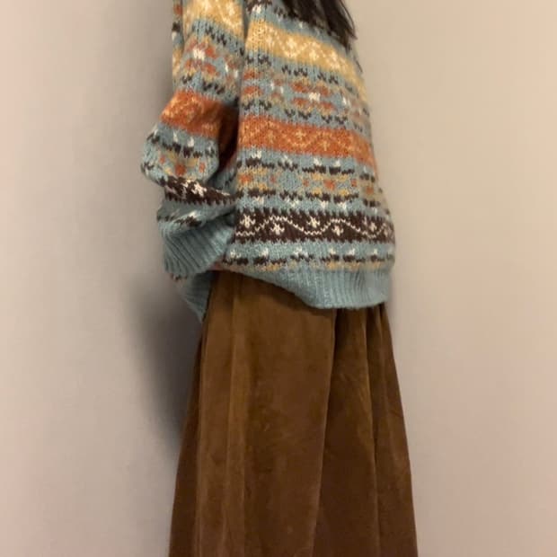 over-fit nordic pattern knit