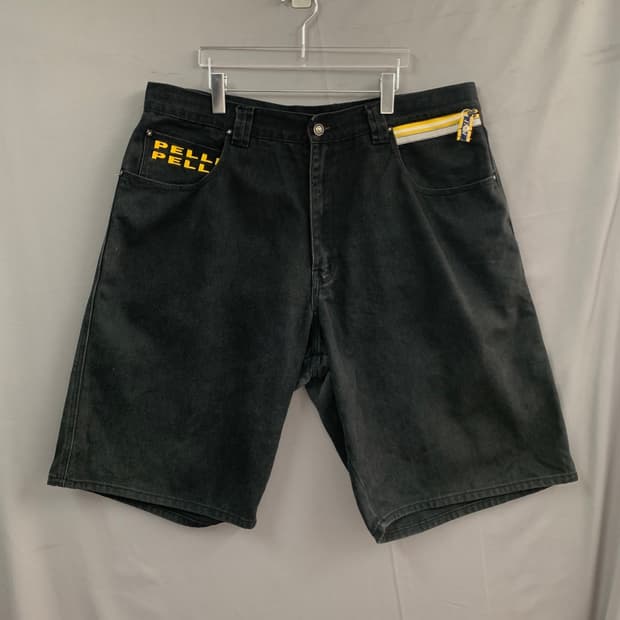 42인치 펠레펠레 90s 빅사이즈 버뮤다 블랙 데님 청반바지