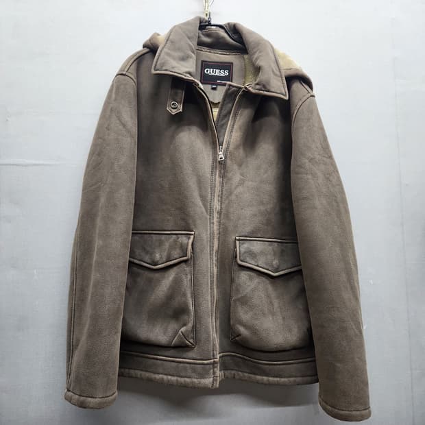 게스 스웨이드 후드 (안감양털)자켓 XL