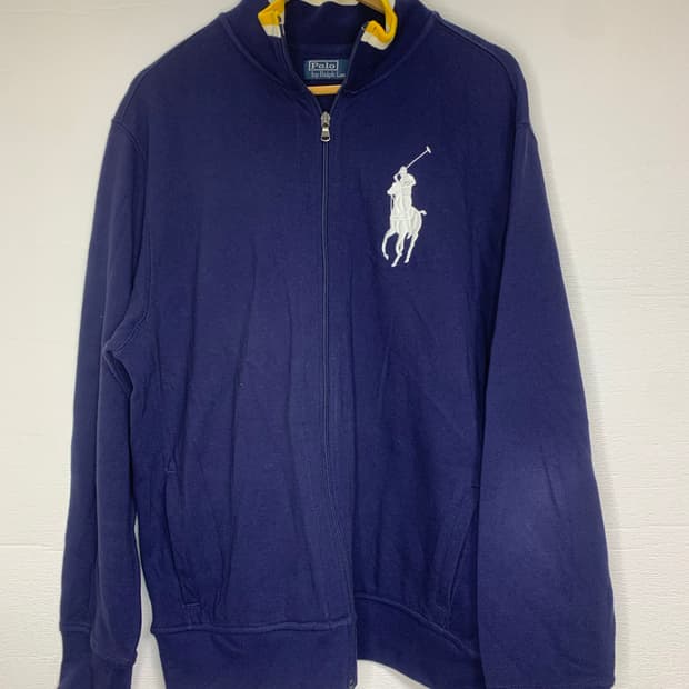 폴로 랄프로렌 네이비 집업 자켓 큰 포니 로고  XXL