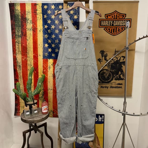 칼하트 오리지널 빈티지 히코리 패턴 워크 오버롤 카펜터 와바시 N253