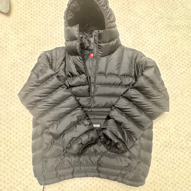 슈프림 마이크로 다운 하프 집 풀 오버 블랙 ( s 사이즈)