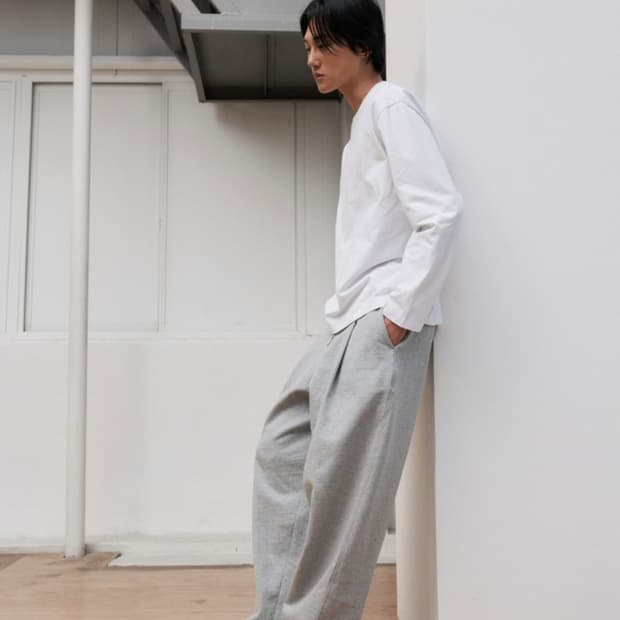 자바나스_원턱 와이드 헤비 스웨트 팬츠_메란지 그레이