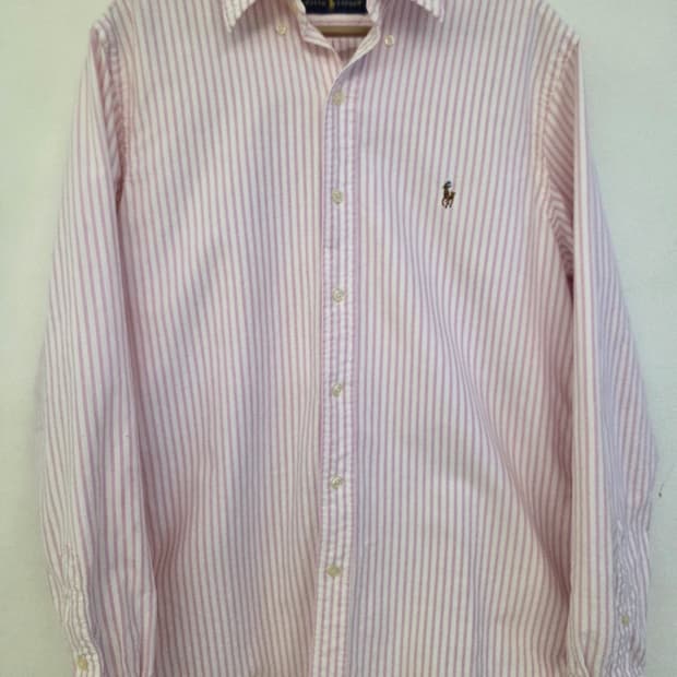 랄프로렌 핑크 스트라이프 셔츠 M