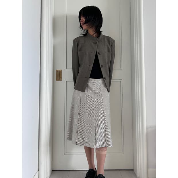 Dust Khaki Mandarin Collar Jacket/빈티지자켓