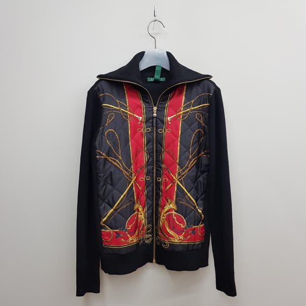 랄프로렌 실크 울 배색 니트 집업 M사이즈