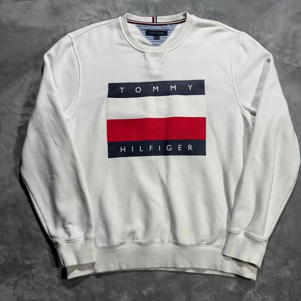 타미힐피거 빅로고 화이트 맨투맨