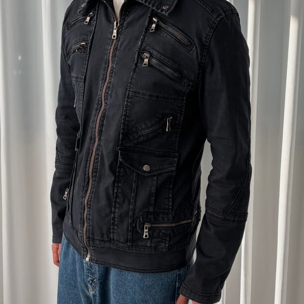 [L]Showblanc 스판덱스 바이커 자켓