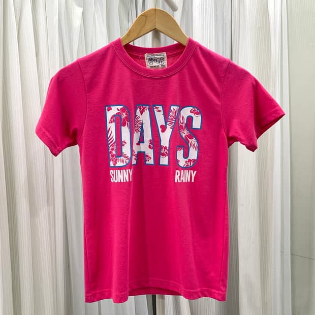 일본 빈티지 OBLO KID'S 플라워 레터링 반팔 티셔츠 1540