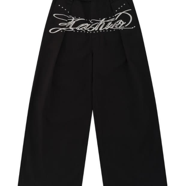 카시코 엠브로이드 핀턱 와이드팬츠 M