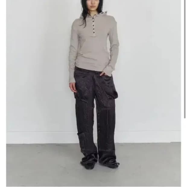 오들리워크샵 Hooded Henley Tee, Grain