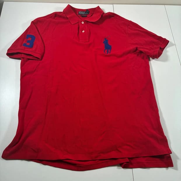 폴로 랄프 로렌 빅포니 카라 반팔 티셔츠 레드