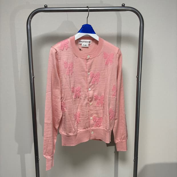 M) 꼼데가르송 걸 리본 가디건 핑크