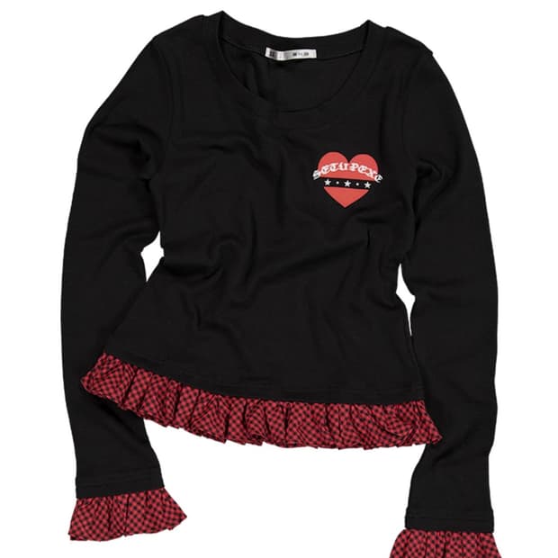 셋업이엑스이 체크 프릴탑 블랙