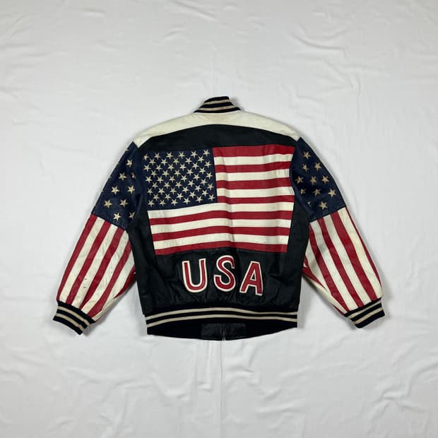 90’s 빈티지 usa 성조기 가죽 레더자켓