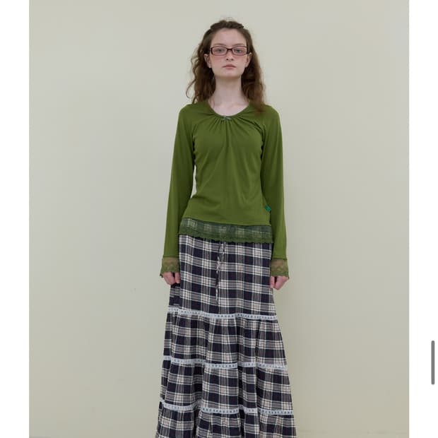 노컨텐츠 Cancan Long SK 체크 스커트