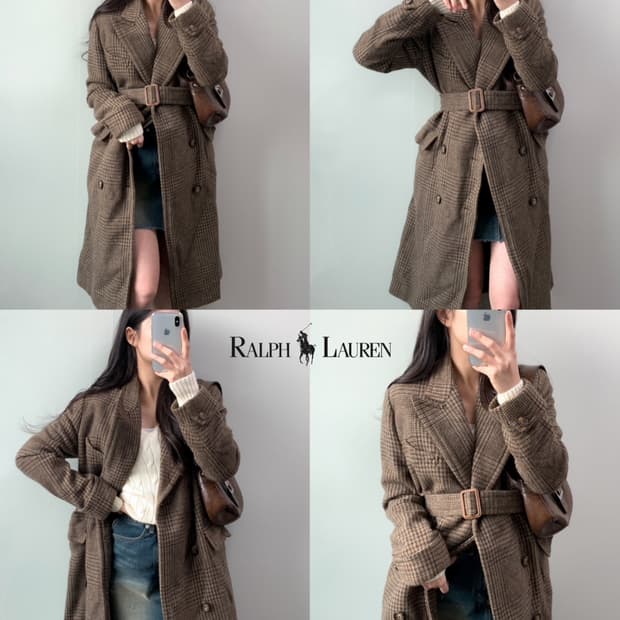 폴로 울 더블 벨트 코트 