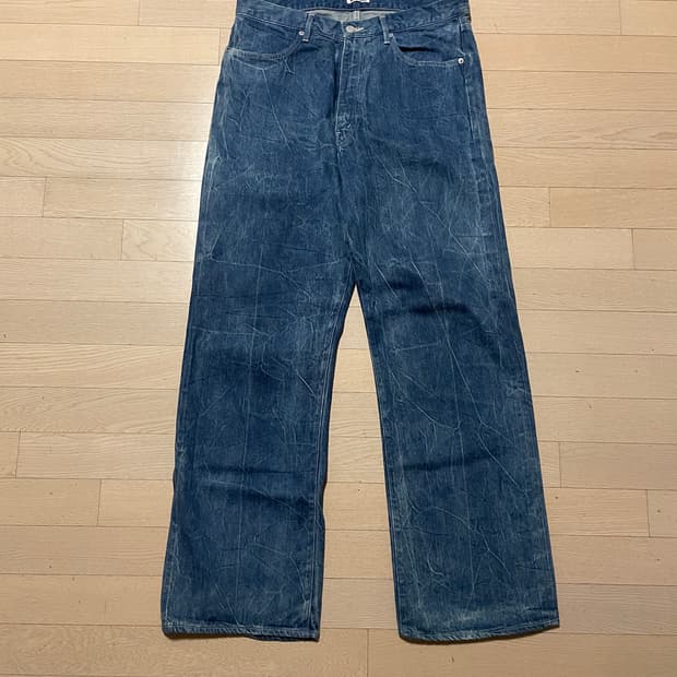 오라리 셀비지 페이디드 라이트 데님 팬츠 라이트닝 이펙트 인디고 - 23