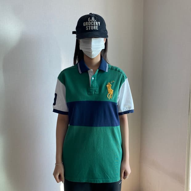 🟢 [Polo Ralph Lauren] 빈티지 그린 블록 피케 셔츠