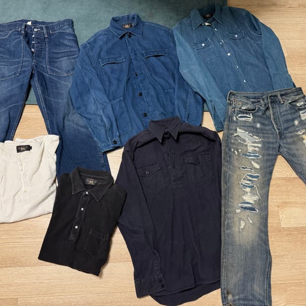 rrl 바지 헨리넥 카라티 풀오버 셔츠