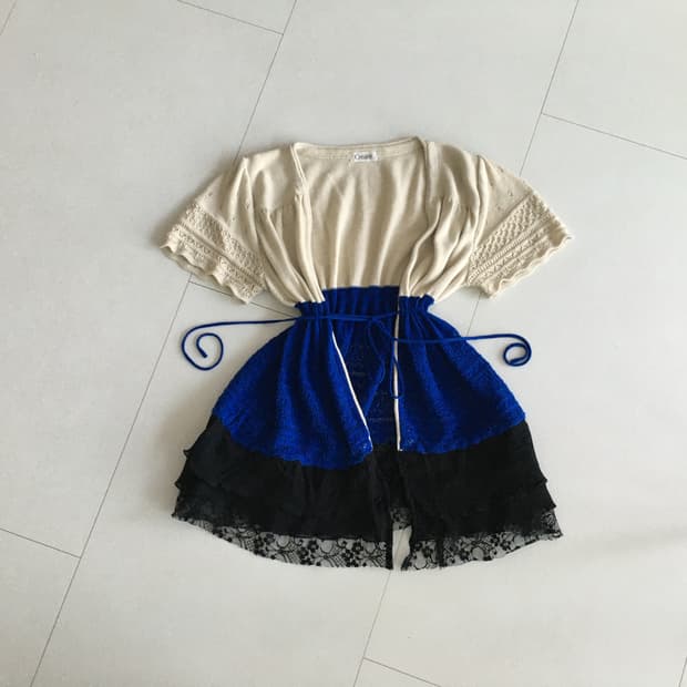 color block lace knit