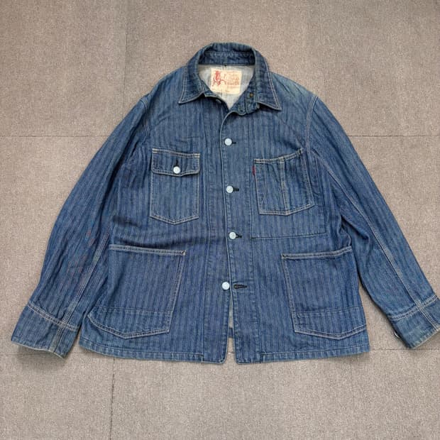 90s evisu evis 에비수 히코리 워크 초어 데님자켓 