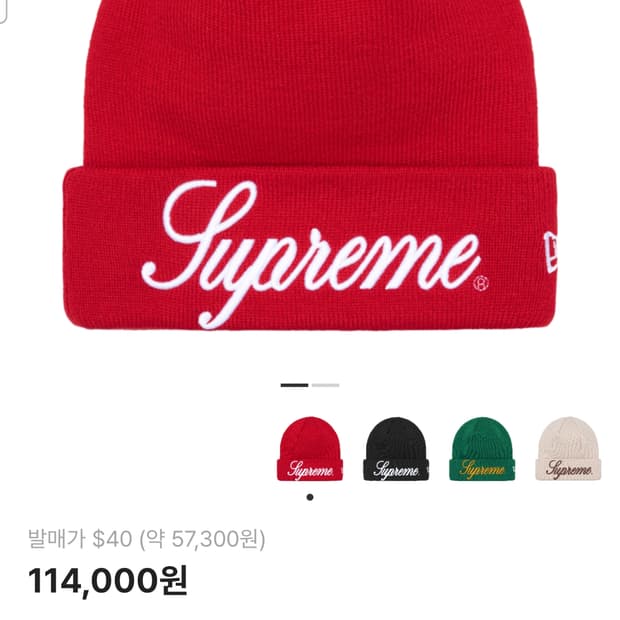 슈프림 레드 비니