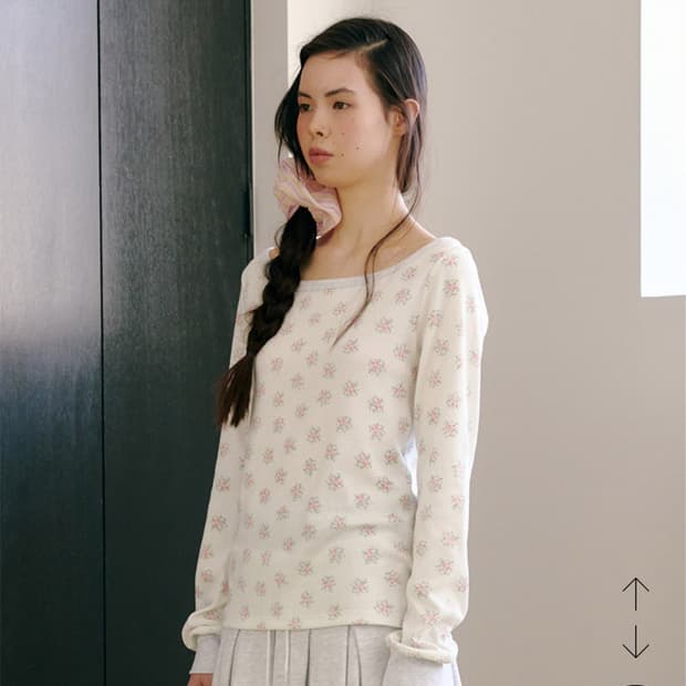 펀프롬펀 funfromfun Bouquet Boatneck Tee, Wh
