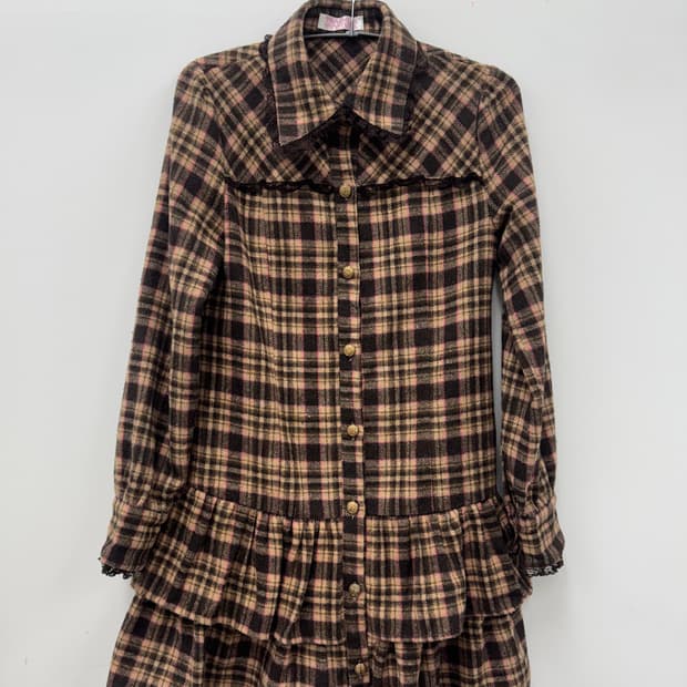 Tralala 트랄라라 딸기초코 체크 레이스 원피스