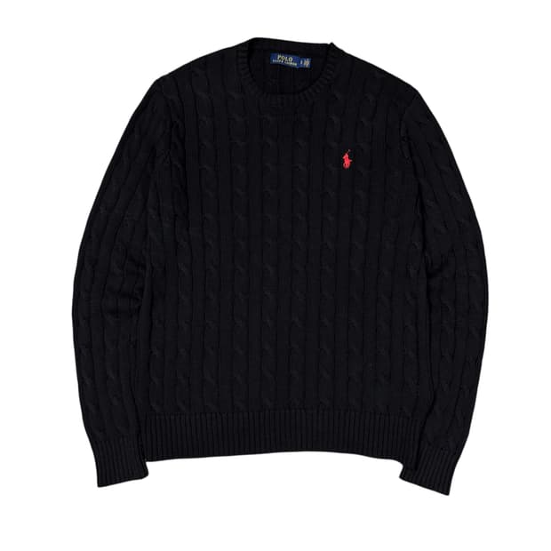 (S) 폴로 랄프로렌 신형라벨 케이블 니트 블랙