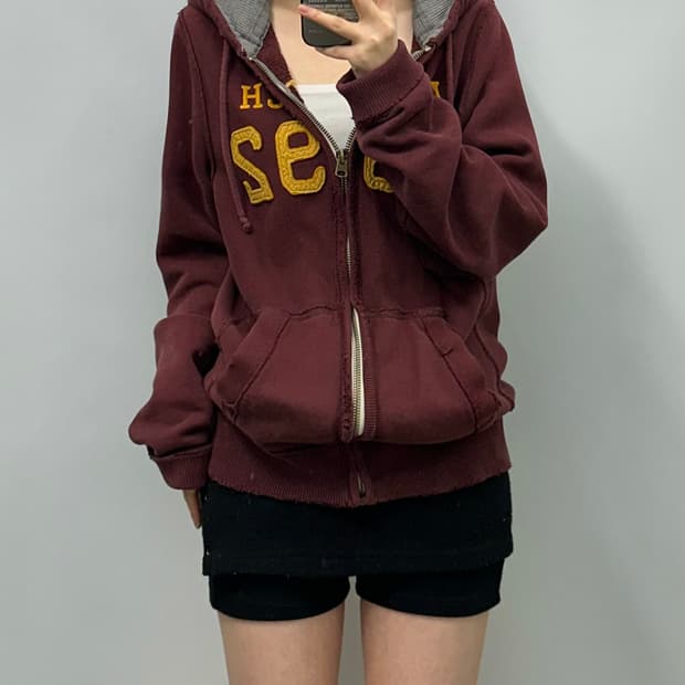 아베크롬비 y2k 와투케 버건디 후드집업